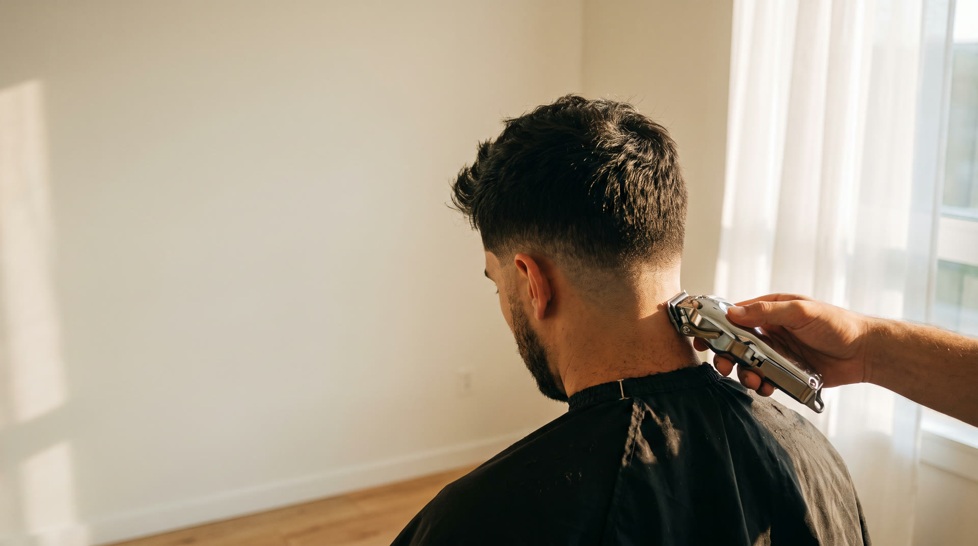A skin fade being finished in the Highland Park studio